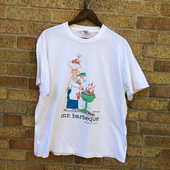 Vintage Single Stitch 1989 Jim Benton Mr. Barbeque Graphic T Shirt XL - Picture 13 of 13
